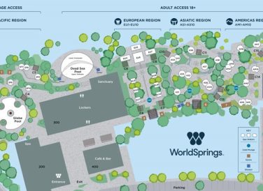 Pool and region map of WorldSprings in The Colony, TX